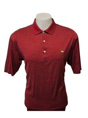 Vintage Amen Corner Masters August Golf Polo Apparel Red Striped Men's Size L